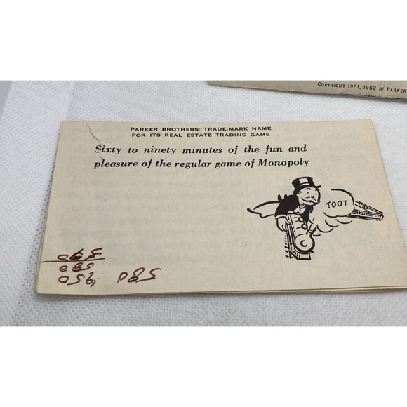 Vintage 1954 Parker Bros Monopoly Deeds Chance Missing One‎ Community Chest Card - Picture 12 of 15